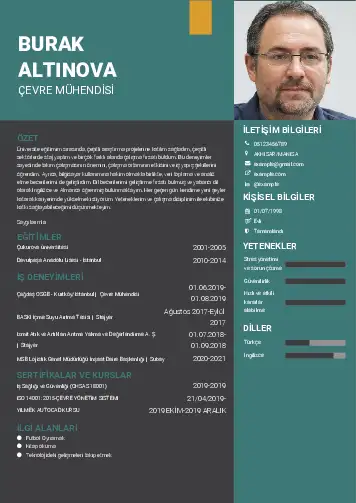 Çevre Mühendisi CV Örnekleri cv indir